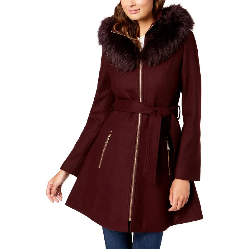 Cozy Outfit Laundry by Shelli Segal Womens Faux Fur Hooded Wool Coat