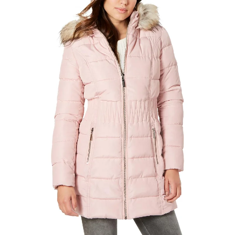 Soft Knitwear Laundry by Shelli Segal Womens Faux Fur Trim Hooded Puffer Jacket