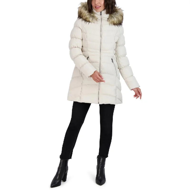 Editorial Design Laundry by Shelli Segal Womens Faux Fur Trim Hooded Puffer Jacket Editorial Design Laundry by Shelli Segal Womens Faux Fur Trim Hooded Puffer Jacket