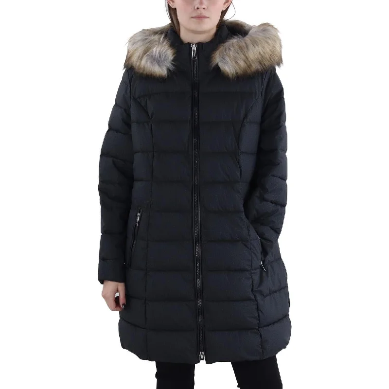 Effortless Comfort Laundry by Shelli Segal Womens Plus Faux Fur Trim Hooded Puffer Jacket Effortless Comfort Laundry by Shelli Segal Womens Plus Faux Fur Trim Hooded Puffer Jacket