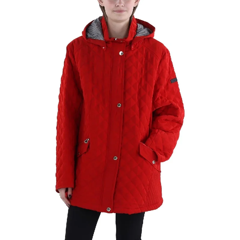 Comfortable Sweaters Laundry by Shelli Segal Womens Plus Hooded Midi Quilted Coat