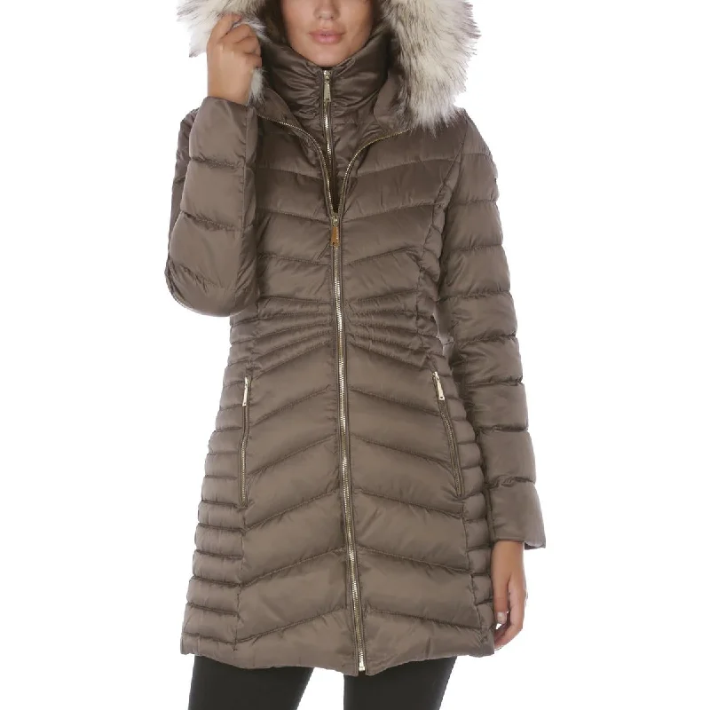 Sporty Wear Laundry by Shelli Segal Women's Quilted 3/4 Bib Puffer Coat with Faux Fur Trim Sporty Wear Laundry by Shelli Segal Women's Quilted 3/4 Bib Puffer Coat with Faux Fur Trim