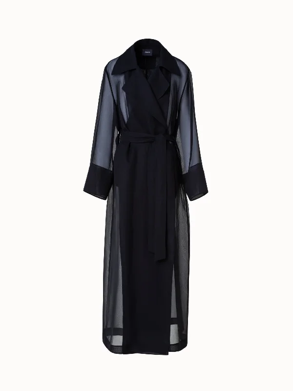 Comfy Pants Long Trench Coat in Silk