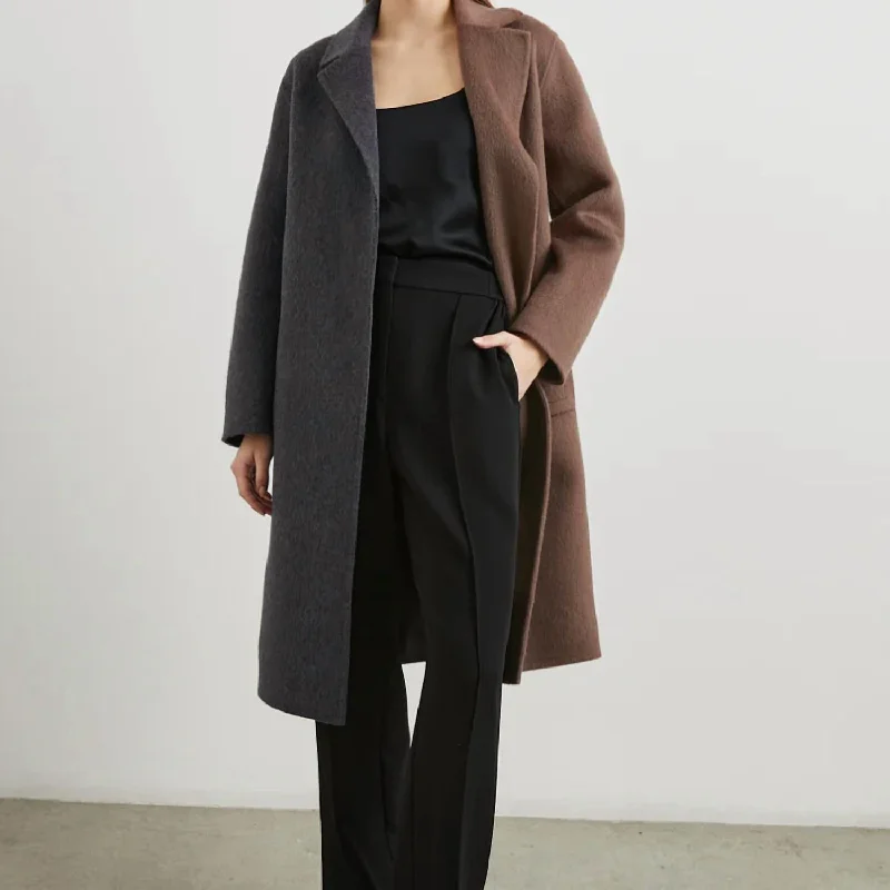 Breezy Comfort Lore Coat In Charcoal Mink Mix