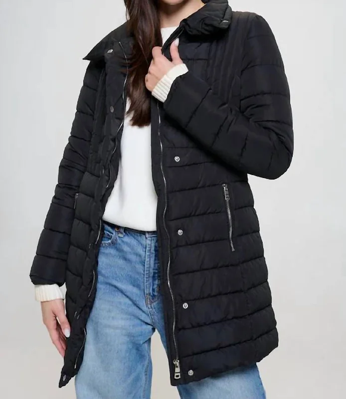 Wandering freely Mochina Moto Puffer Jacket In Black