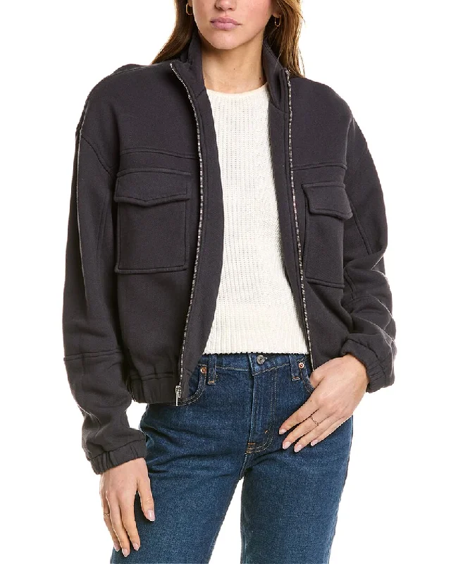 Embroidered Letters Monrow Seamed Bomber Jacket