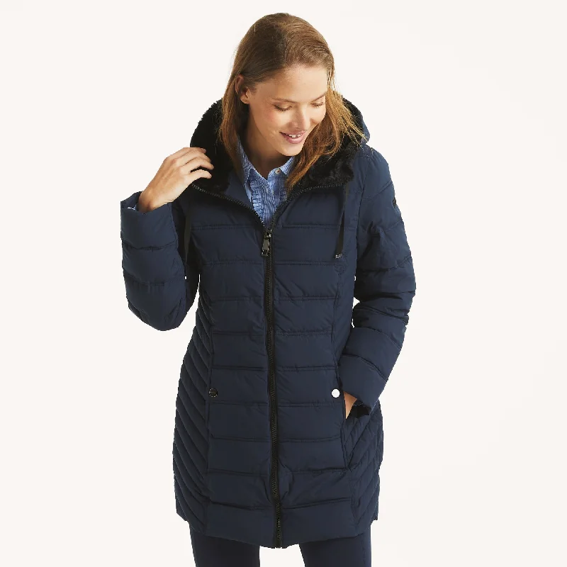 Lace Design Nautica Womens Puffer Jacket
