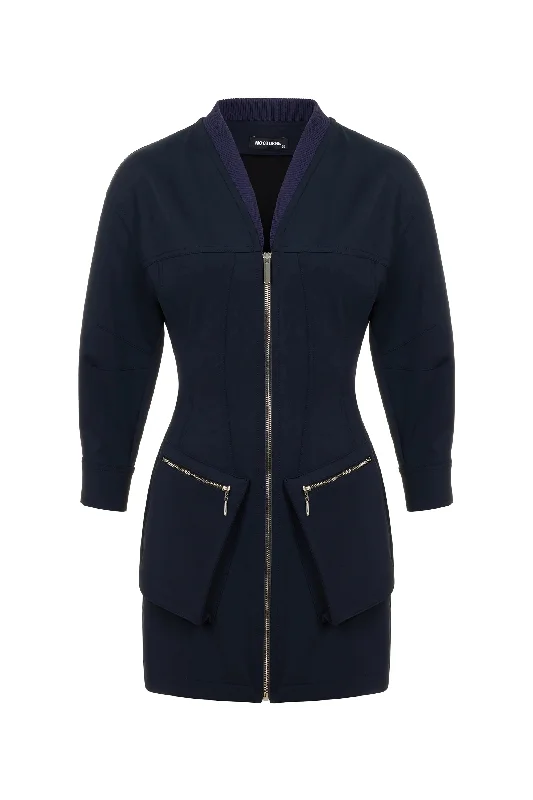 Layered Style Ribbed Zipper Jacket