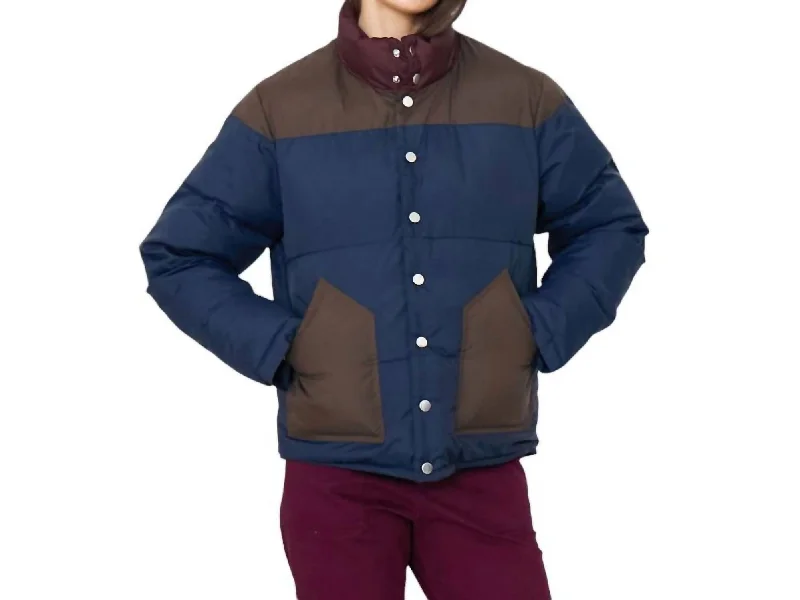 Sports And Leisure The Bogey Puffer Jacket In Navy/chocolate/merlot