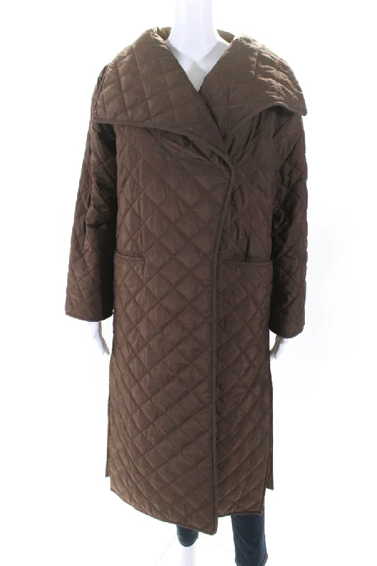 Slightly Flared Design Toteme Women's Collared Long Sleeves Double Breast Quilted Jacket Brown Slightly Flared Design Toteme Women's Collared Long Sleeves Double Breast Quilted Jacket Brown