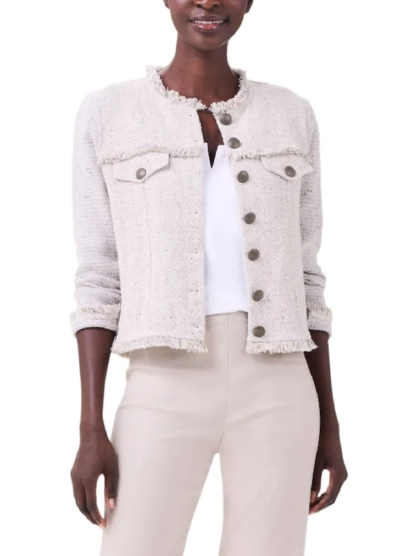 Soft Relaxation Wear Utility Fringe Mix Jacket In Cobble