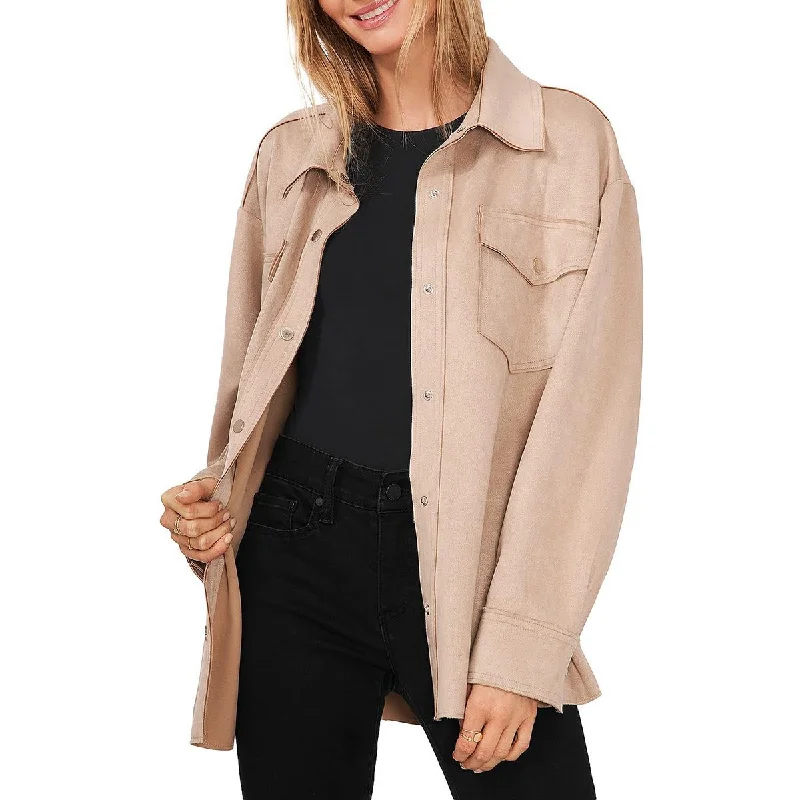 Sexy Fun Vince Camuto Womens Faux Suede Collared Shirt Jacket