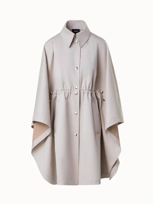Easy Comfort Style Water Repellent Cape Coat in Cotton Twill