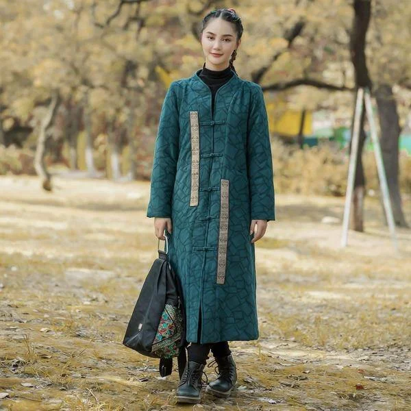 Casual Wear Winter New Button Warm Stand Long Sleeve Women Parkas Patchwork Coats