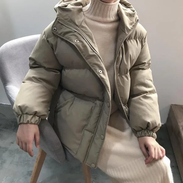 Cozy Shirts Winter Warm Coat Femme Black Parkas with Sashes Hooded Korean Style Women Clothing