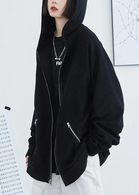 Everyday Outfits Women black cotton clothes hooded box fall short coat