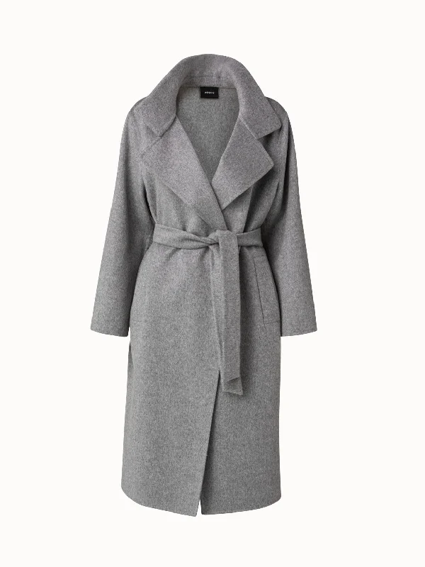 Soft Touch Cashmere Double-Face Melange Trench Coat