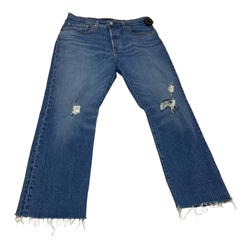 Jeans Straight By Levis In Blue Denim, Size: 12