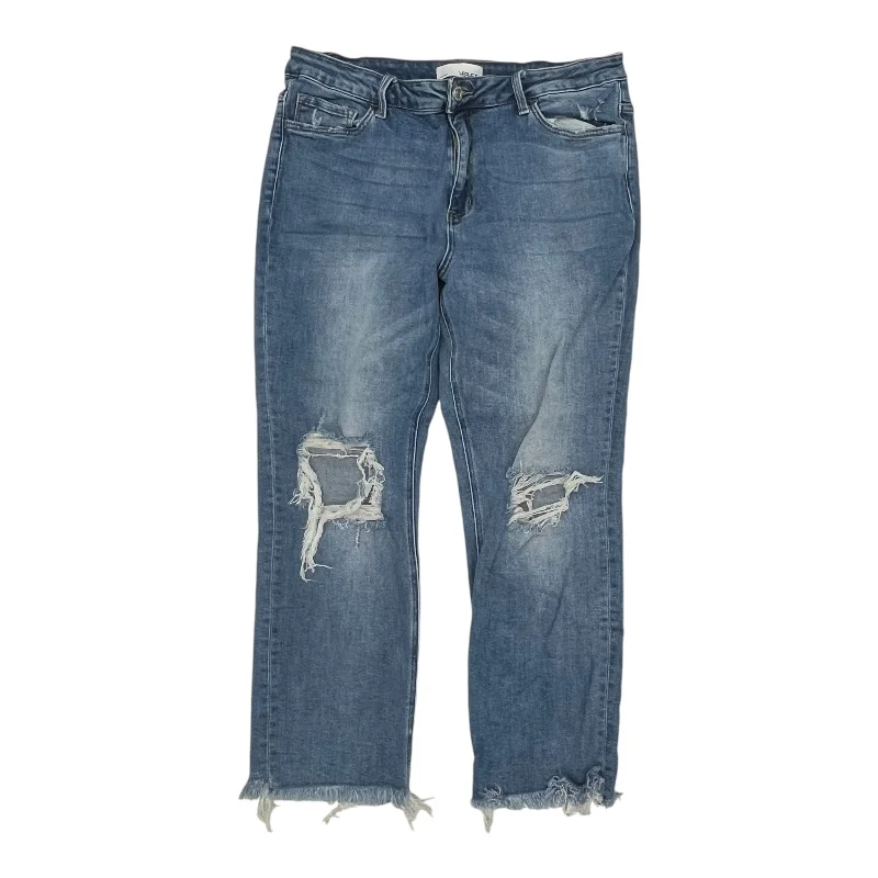 Lace Design Jeans Straight By Vervet In Blue Denim, Size:16