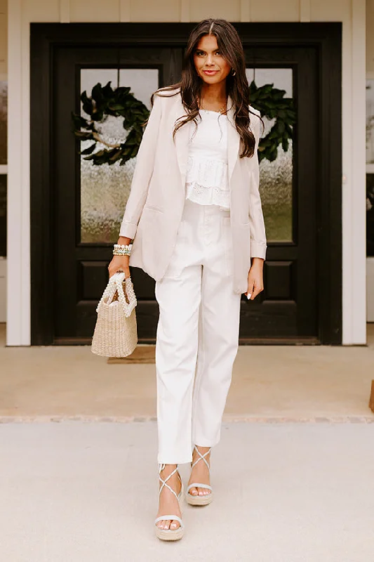 The Lari High Waist Button Up Trousers in Ivory