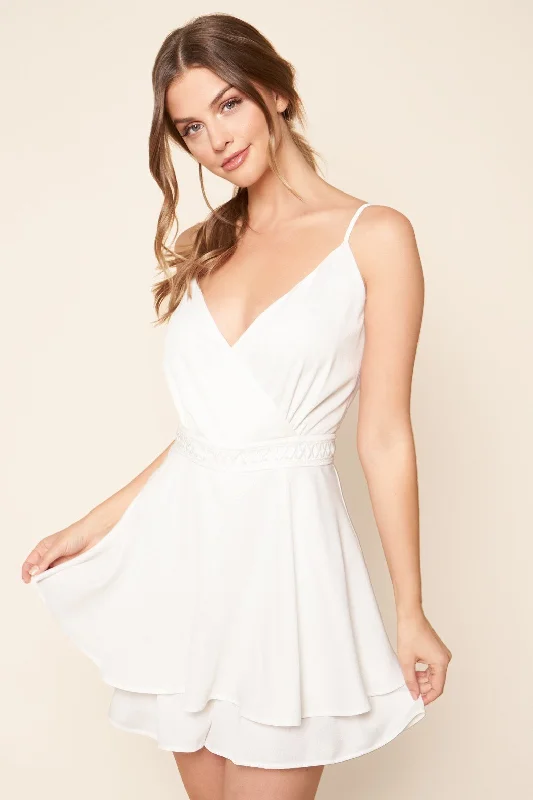 Alicante White Surplice Sleeveless Romper