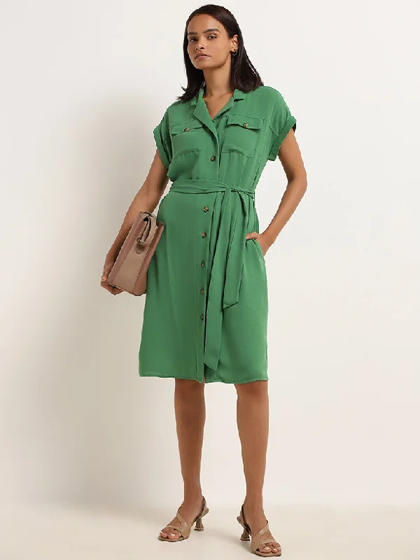 Wardrobe Green Shirt Dress with Belt