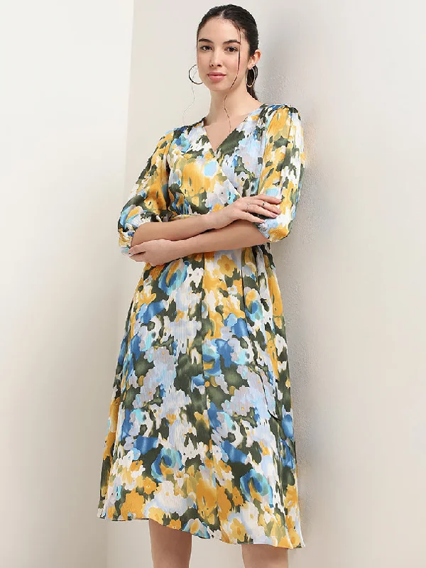 American Style Wardrobe Multicolour Floral Print Midi Dress