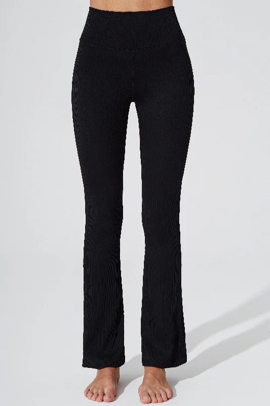 Evana Flare Ribbed Legging - Noir