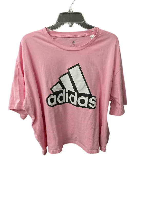 Athletic Top Short Sleeve By Adidas In Pink, Size: 2x