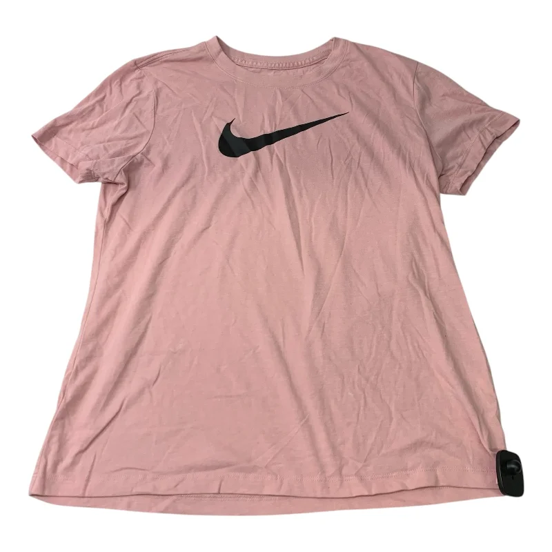 Athletic Top Short Sleeve By Nike Apparel In Pink, Size: L