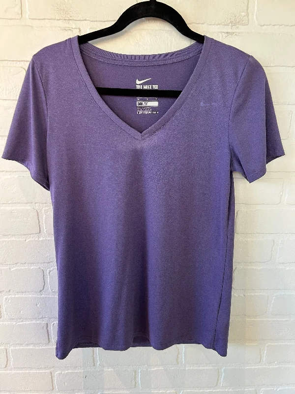 Athletic Top Short Sleeve By Nike In Purple, Size: M