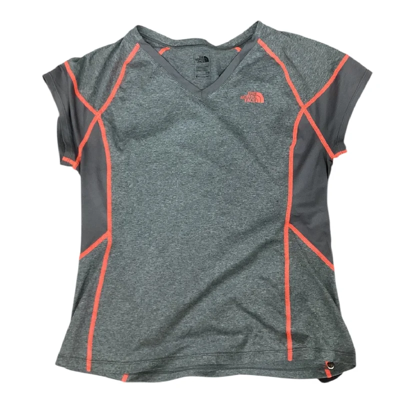 Athletic Top Short Sleeve By The North Face In Grey & Orange, Size: L