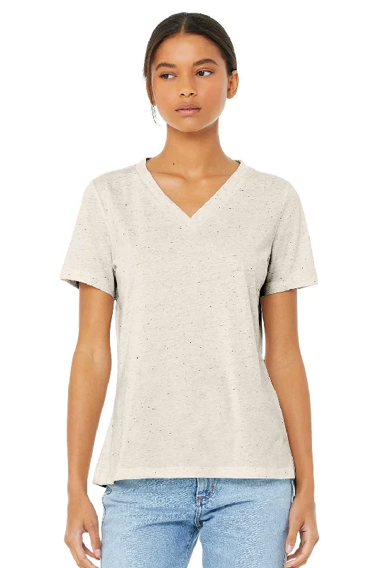 Bella + Canvas Womens Short Sleeve V-Neck T-Shirt - Oatmeal