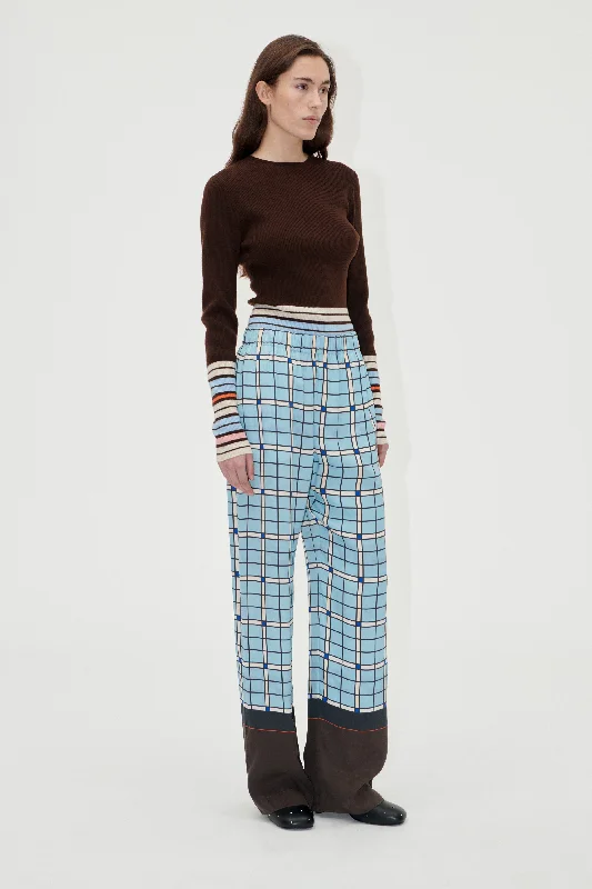 Elasticated Long Pants - Window Check