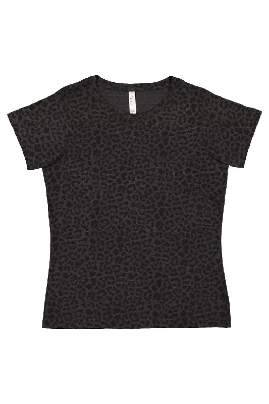 LAT Womens Fine Jersey Short Sleeve Crewneck T-Shirt - Black Leopard