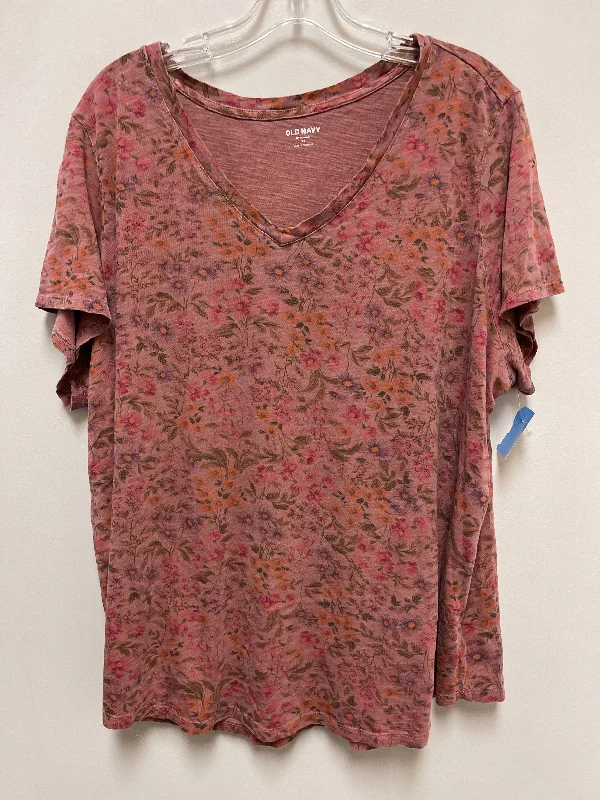 Quality Tailoring Top Short Sleeve By Old Navy In Floral Print, Size: 3x