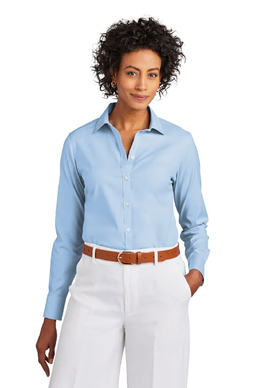 Brooks Brothers Womens Wrinkle Resistant Pinpoint Long Sleeve Button Down Shirt - Newport Blue