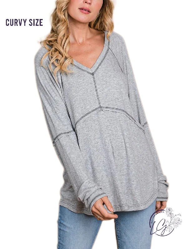 Curvy SUPER SOFT RAGLAN TOP WITH STITCH DETAILS