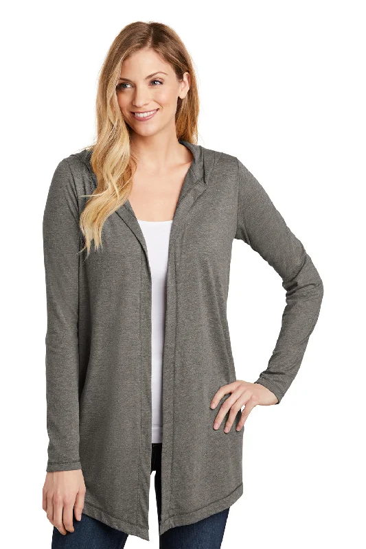 District Womens Perfect Tri Hooded Cardigan Sweater - Grey Frost