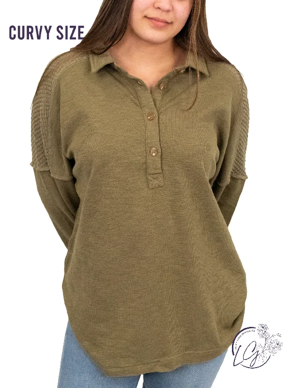 Curvy Effortless Everyday Button-Down Henley