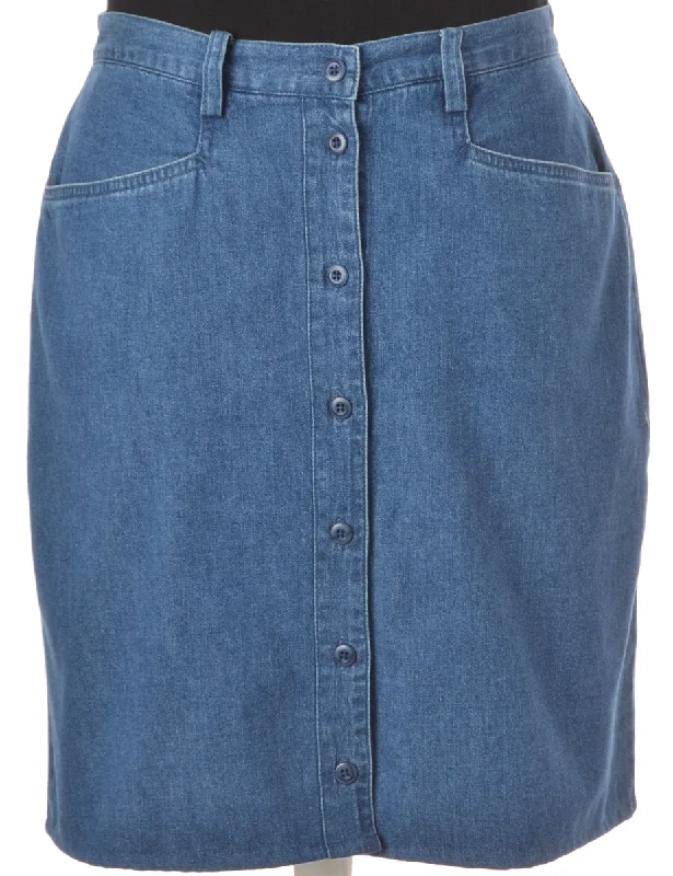 Label Pencil Shape Denim Skirt