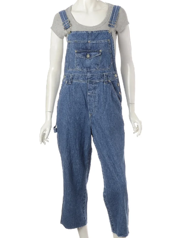 Casual Ease Label Pinafore Cropped Dungarees