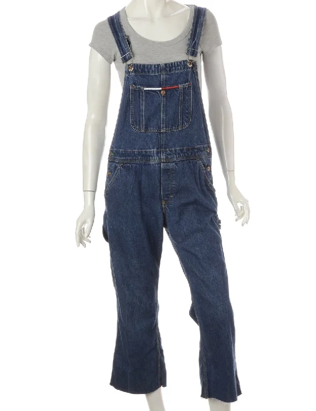 Stylish Casuals Label Pinafore Cropped Dungarees
