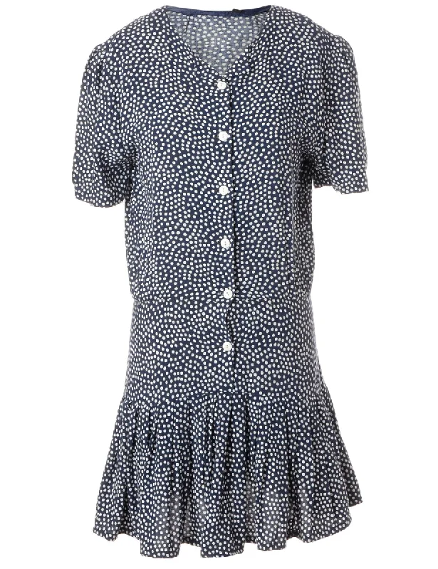 Cute Design Label Polka Dots Short Dress