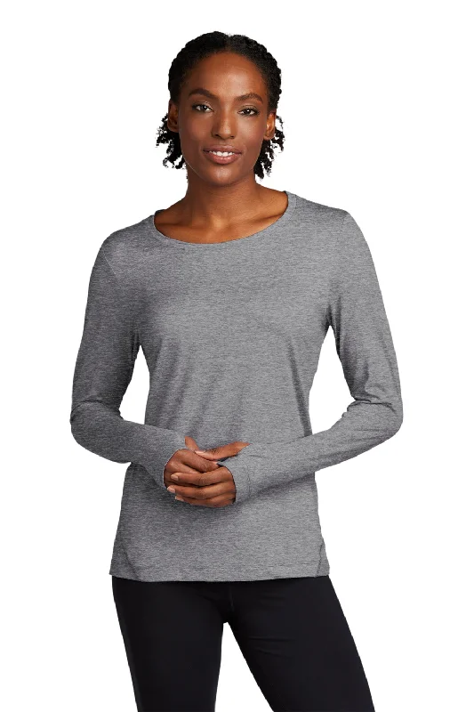 Sport-Tek Womens Exchange 1.5 Long Sleeve Crewneck T-Shirt - Heather Grey