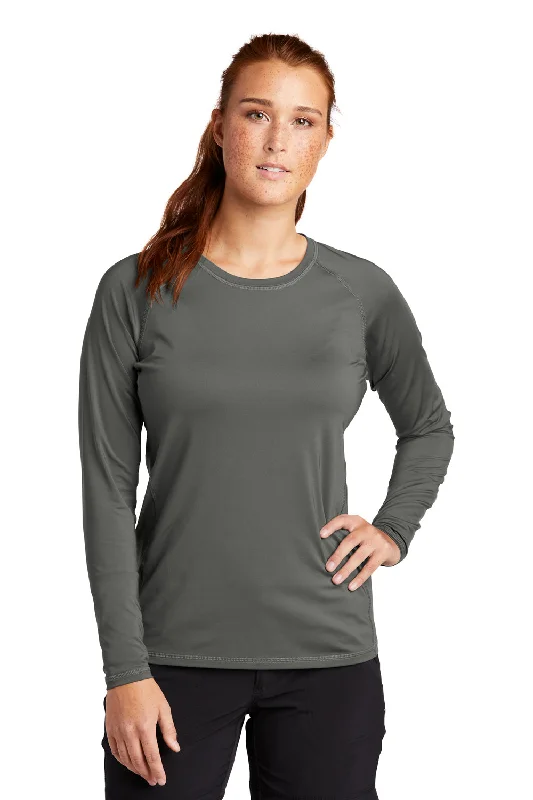 Sport-Tek Womens Rashguard Moisture Wicking Long Sleeve Crewneck T-Shirt - Dark Smoke Grey