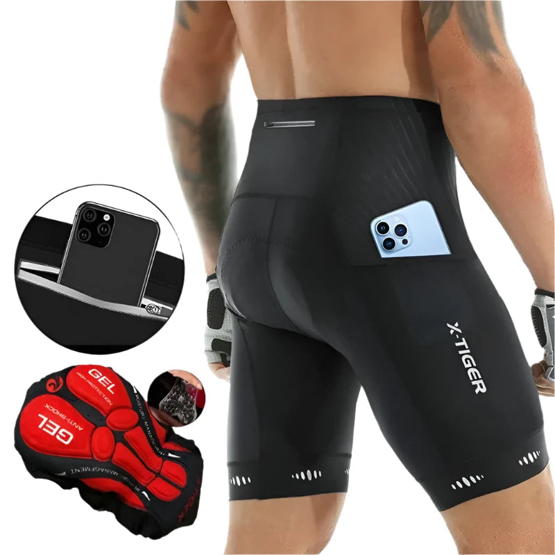 X-TIGER Men Cycling Shorts with Back Pocket 5D Gel Padded Bike Shorts for Men Mountain Road Biking Riding Half Pants Tights